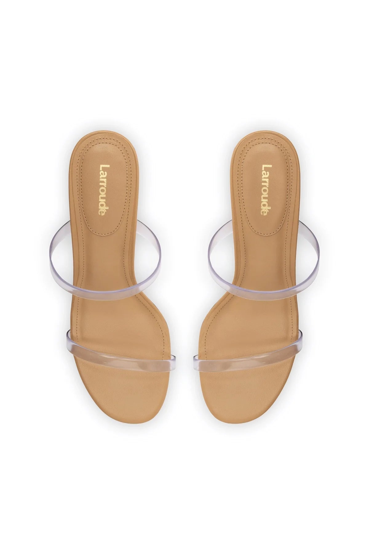 Larroude Dew Drop Mule In Tan Leather and Vinyl
