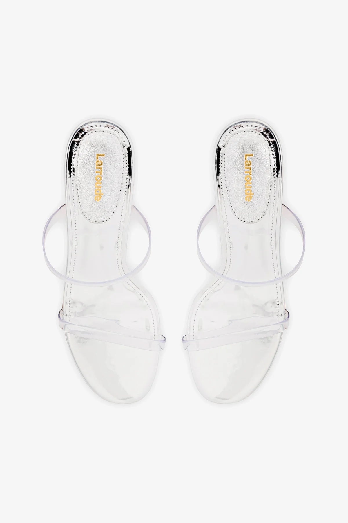 Larroude Dew Drop Mule In Silver Specchio And Vinyl