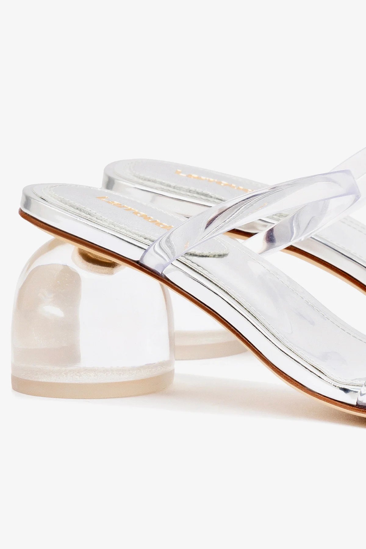 Larroude Dew Drop Mule In Silver Specchio And Vinyl