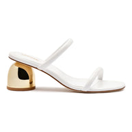 Larroude Dew Drop Mule In White Patent Leather