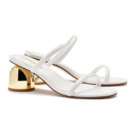 Larroude Dew Drop Mule In White Patent Leather