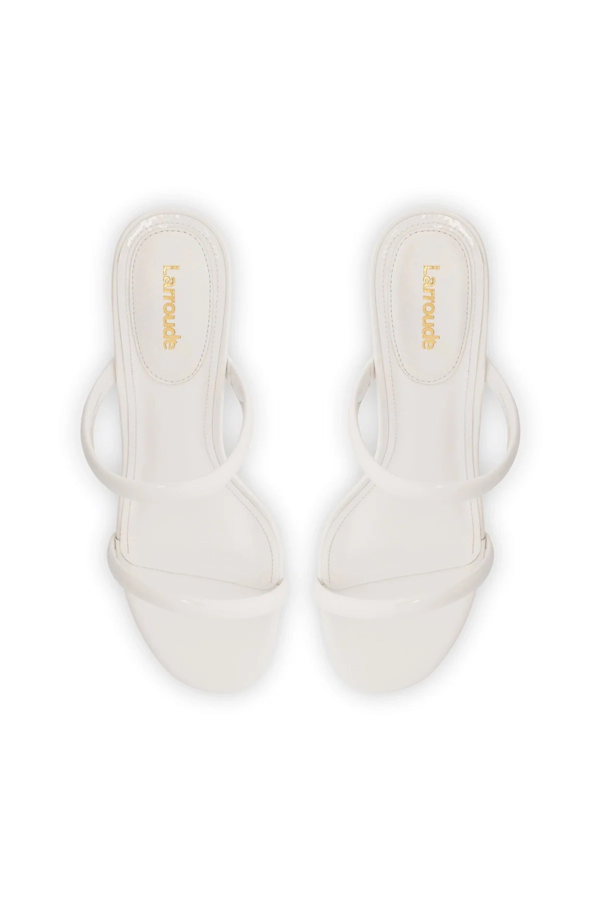 Larroude Dew Drop Mule In White Patent Leather