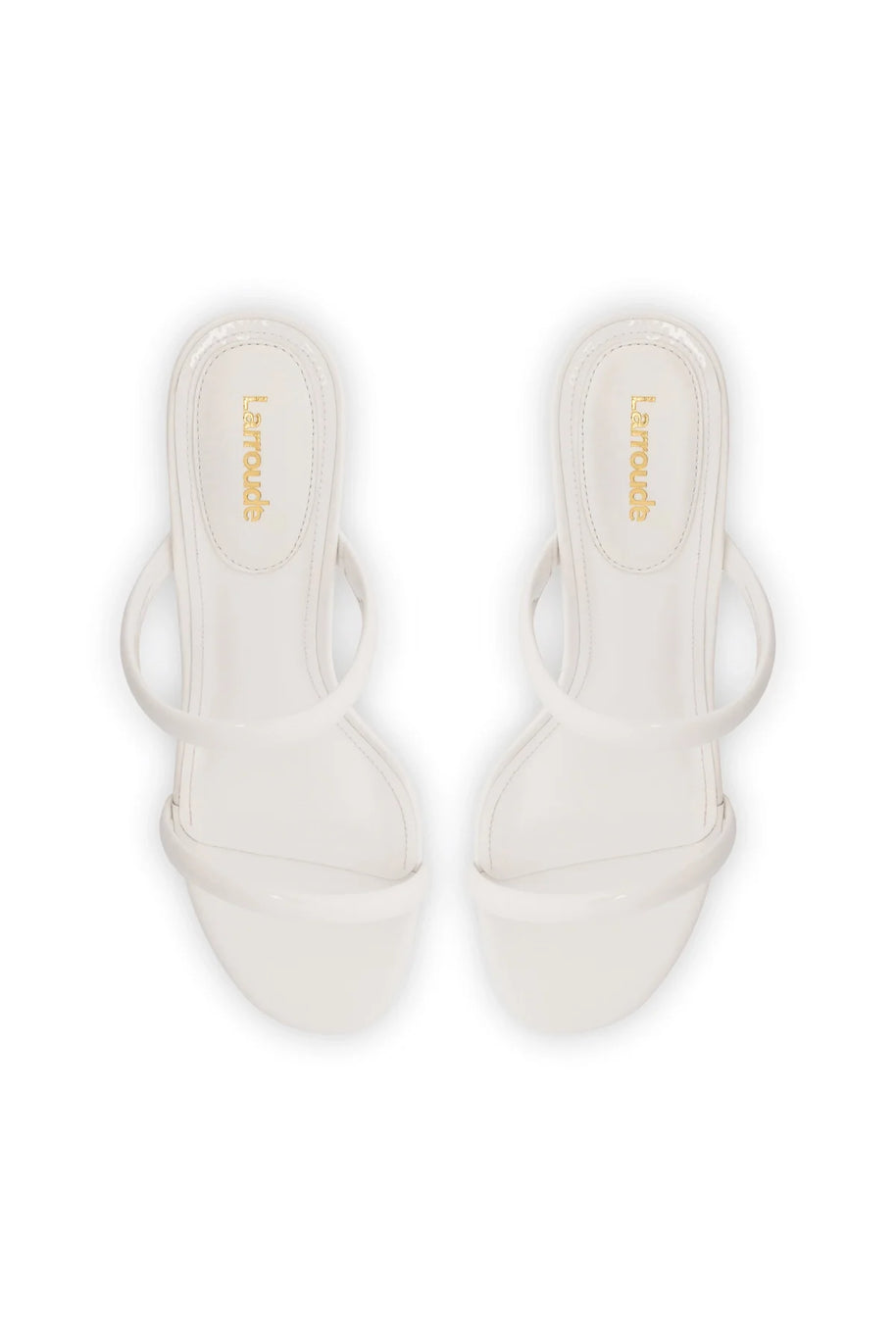 Larroude Dew Drop Mule In White Patent Leather