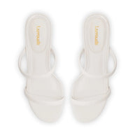 Larroude Dew Drop Mule In White Patent Leather