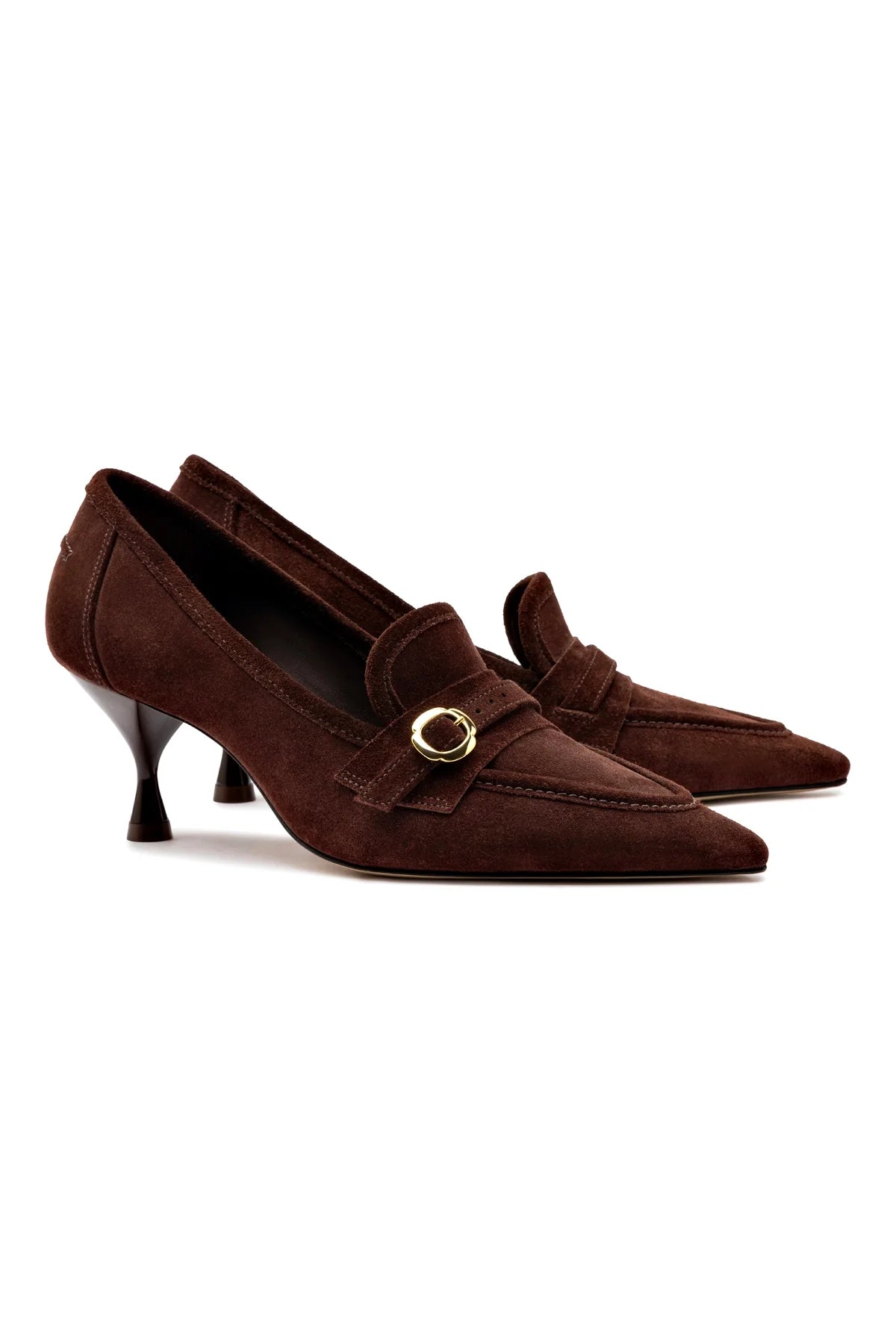 Larroude Susan Pump In Brown Suede