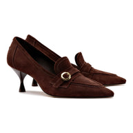 Larroude Susan Pump In Brown Suede