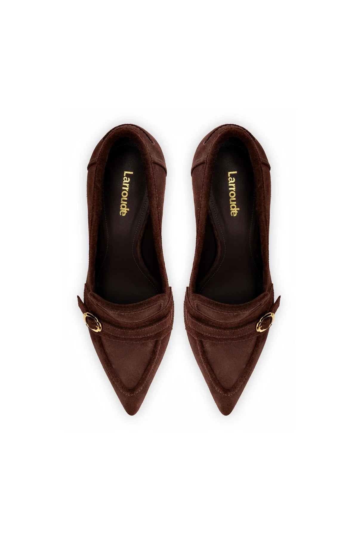 Larroude Susan Pump In Brown Suede