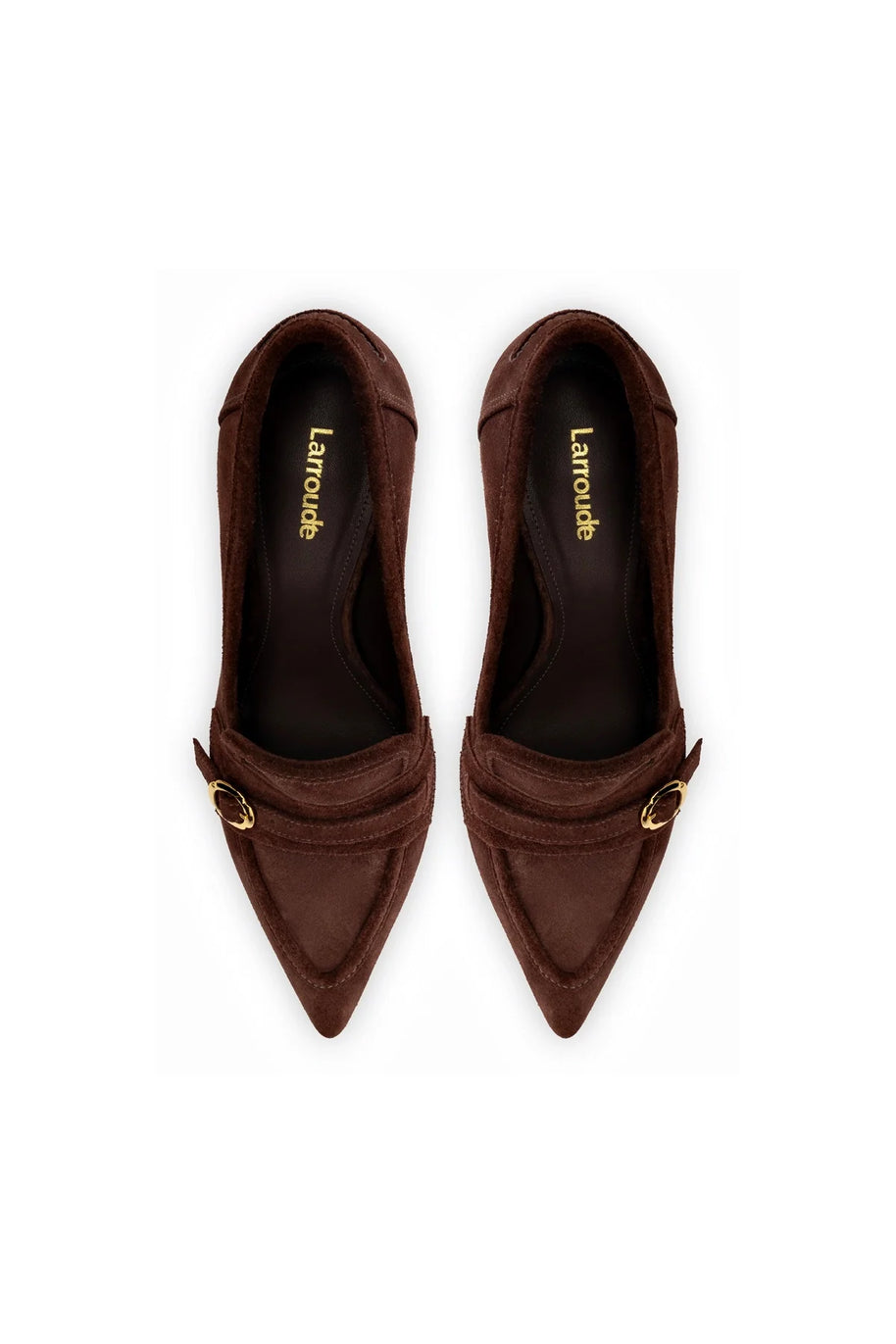 Larroude Susan Pump In Brown Suede
