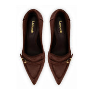 Larroude Susan Pump In Brown Suede