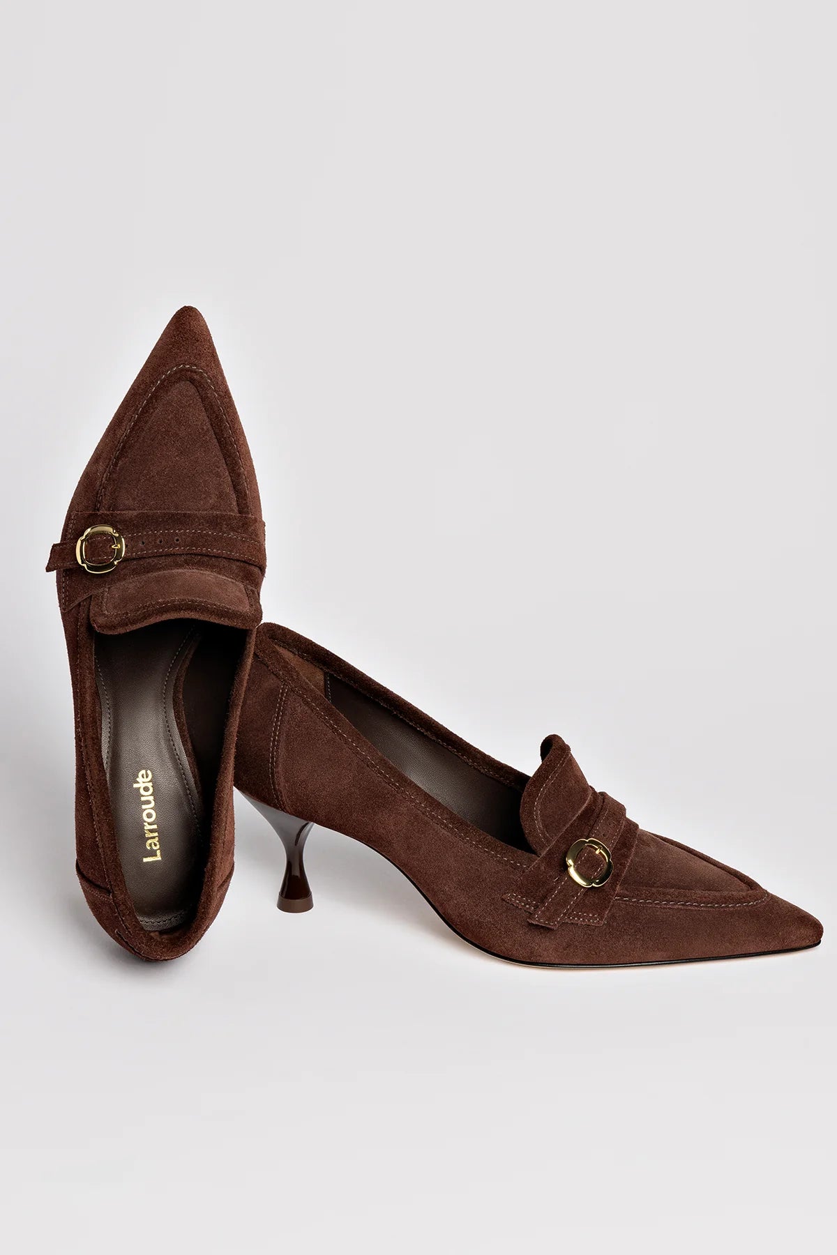 Larroude Susan Pump In Brown Suede