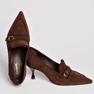 Larroude Susan Pump In Brown Suede