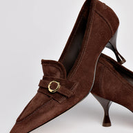 Larroude Susan Pump In Brown Suede