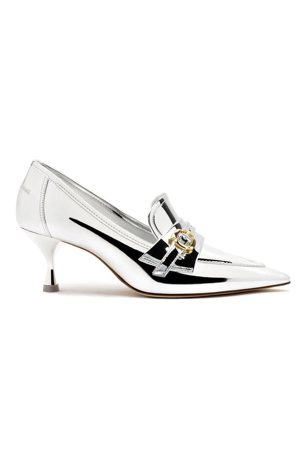 Larroude Susan Pump In Silver Specchio