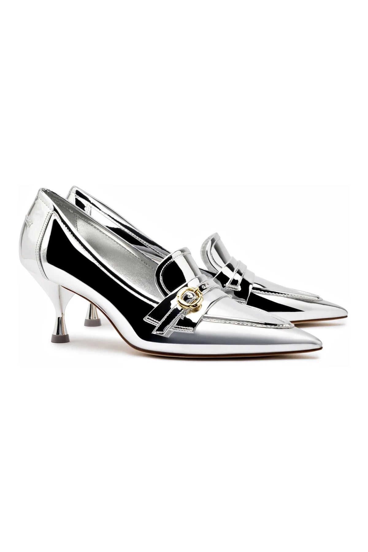 Larroude Susan Pump In Silver Specchio