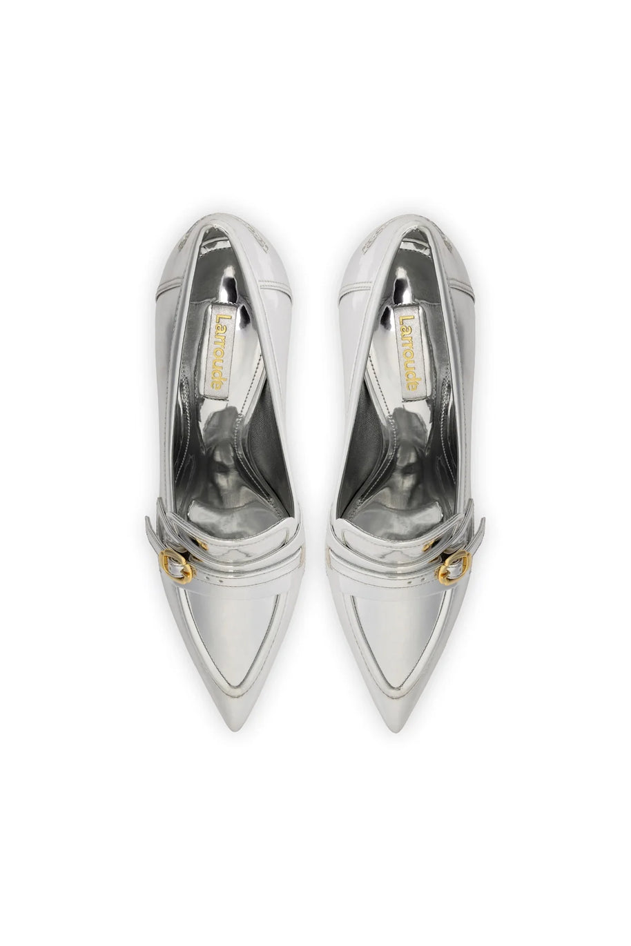 Larroude Susan Pump In Silver Specchio