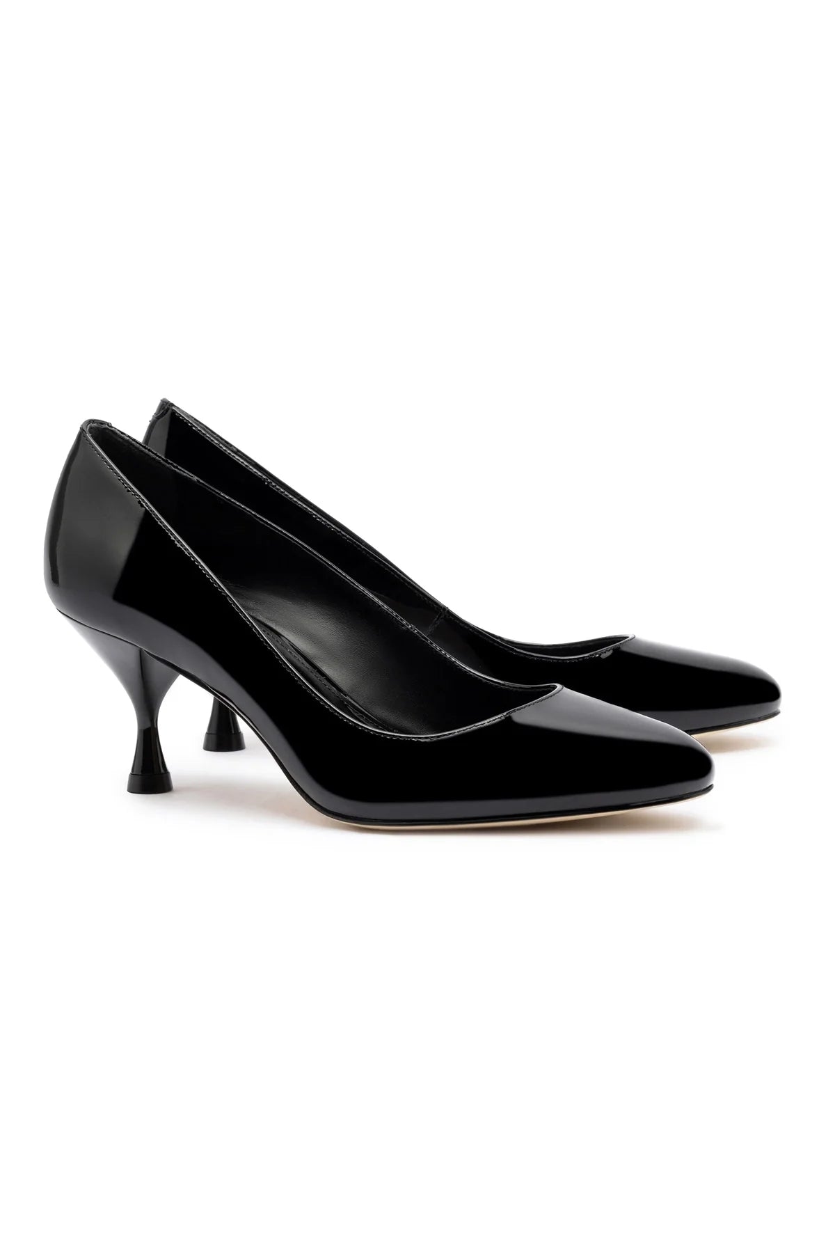 Larroude Michelle Lo Pump In Black Patent Leather