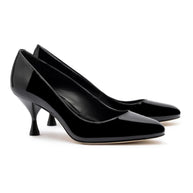 Larroude Michelle Lo Pump In Black Patent Leather