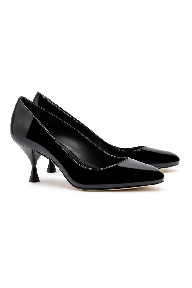 Larroude Michelle Lo Pump In Black Patent Leather
