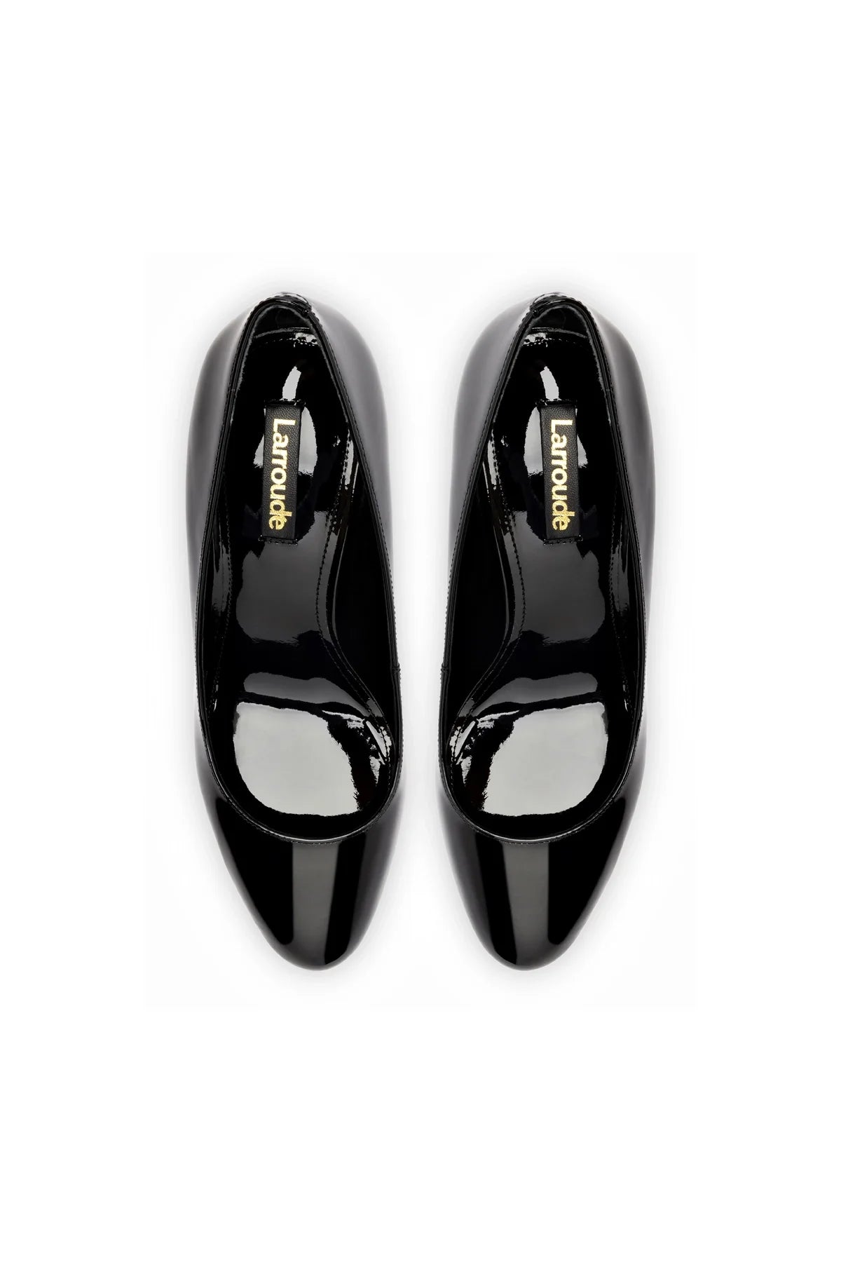 Larroude Michelle Lo Pump In Black Patent Leather