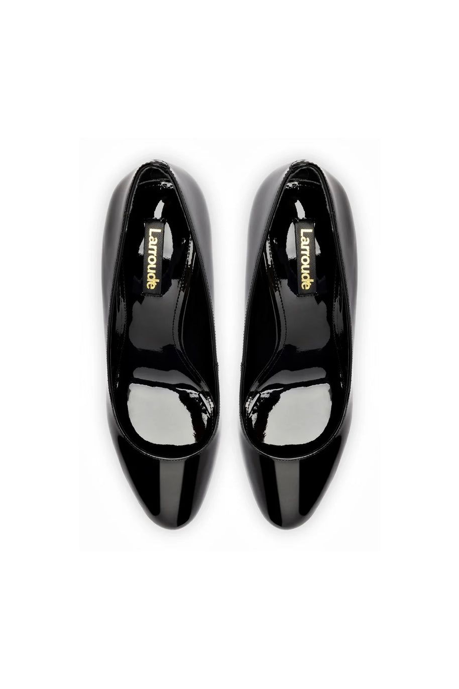 Larroude Michelle Lo Pump In Black Patent Leather