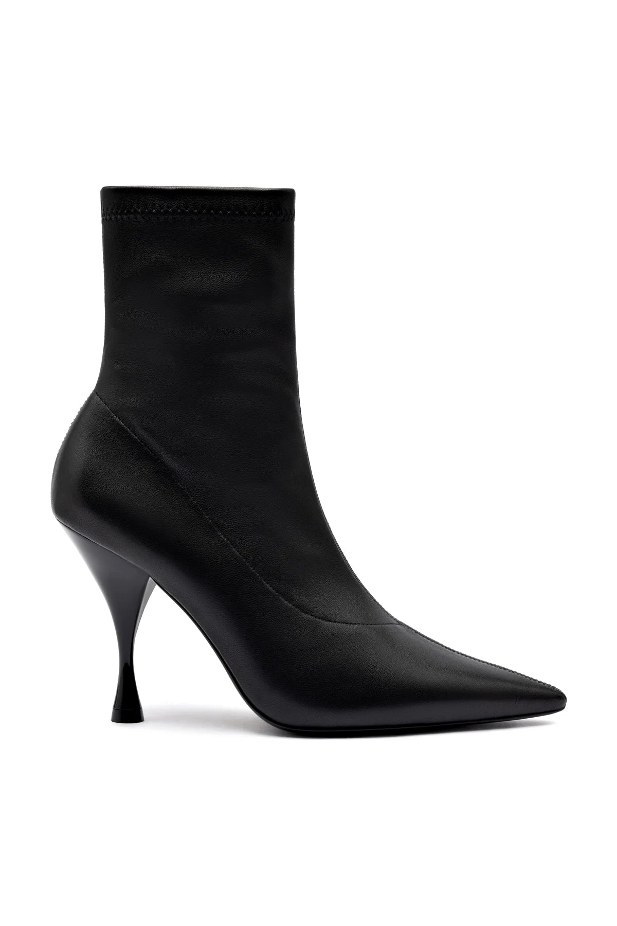 Larroude Mini Georgia Boot In Black Stretch Leather