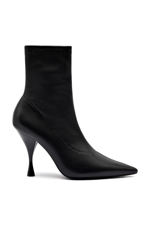 Larroude Mini Georgia Boot In Black Stretch Leather