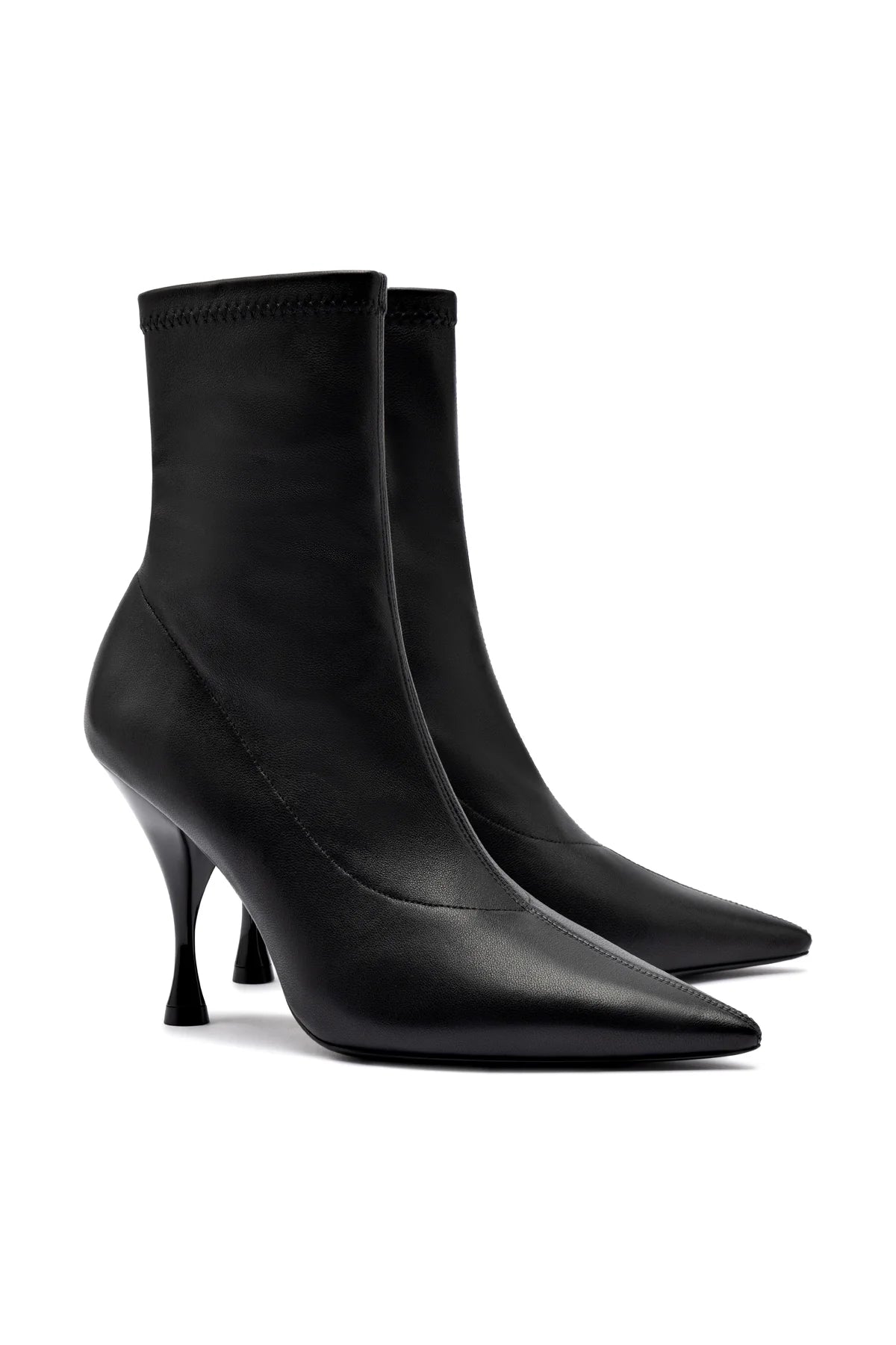 Larroude Mini Georgia Boot In Black Stretch Leather