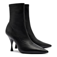 Larroude Mini Georgia Boot In Black Stretch Leather
