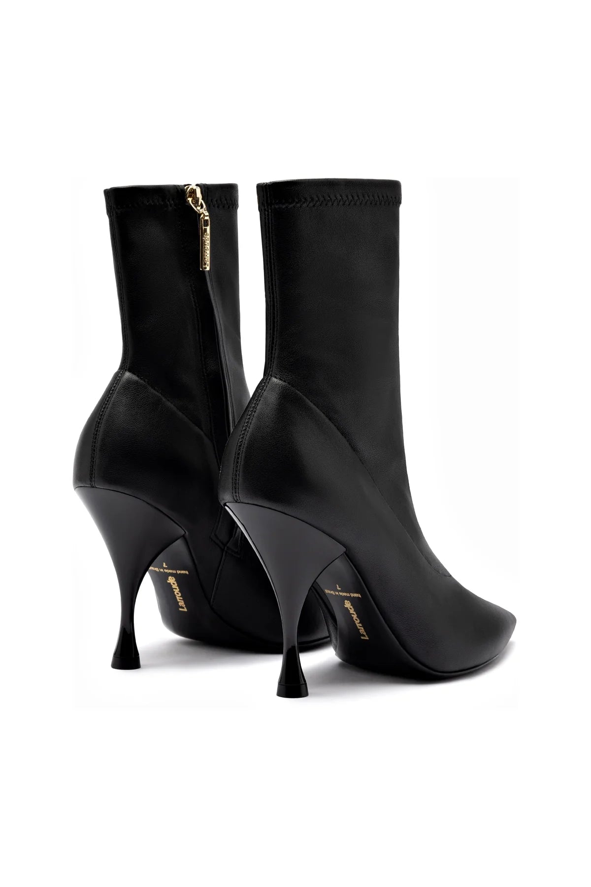 Larroude Mini Georgia Boot In Black Stretch Leather