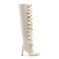 Larroudé For Jonathan Cohen: Tie Boot In Ivory Leather