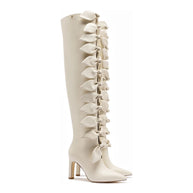 Larroudé For Jonathan Cohen: Tie Boot In Ivory Leather