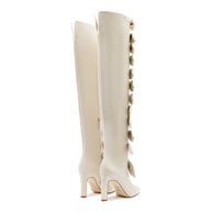 Larroudé For Jonathan Cohen: Tie Boot In Ivory Leather