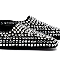 Larroude Amal Crystal Mule In Black Suede