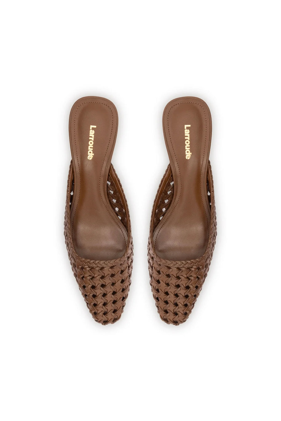 Larroude Amal Macrame Mule In Burnt Umber Leather