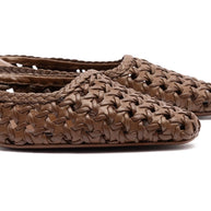 Larroude Amal Macrame Mule In Burnt Umber Leather