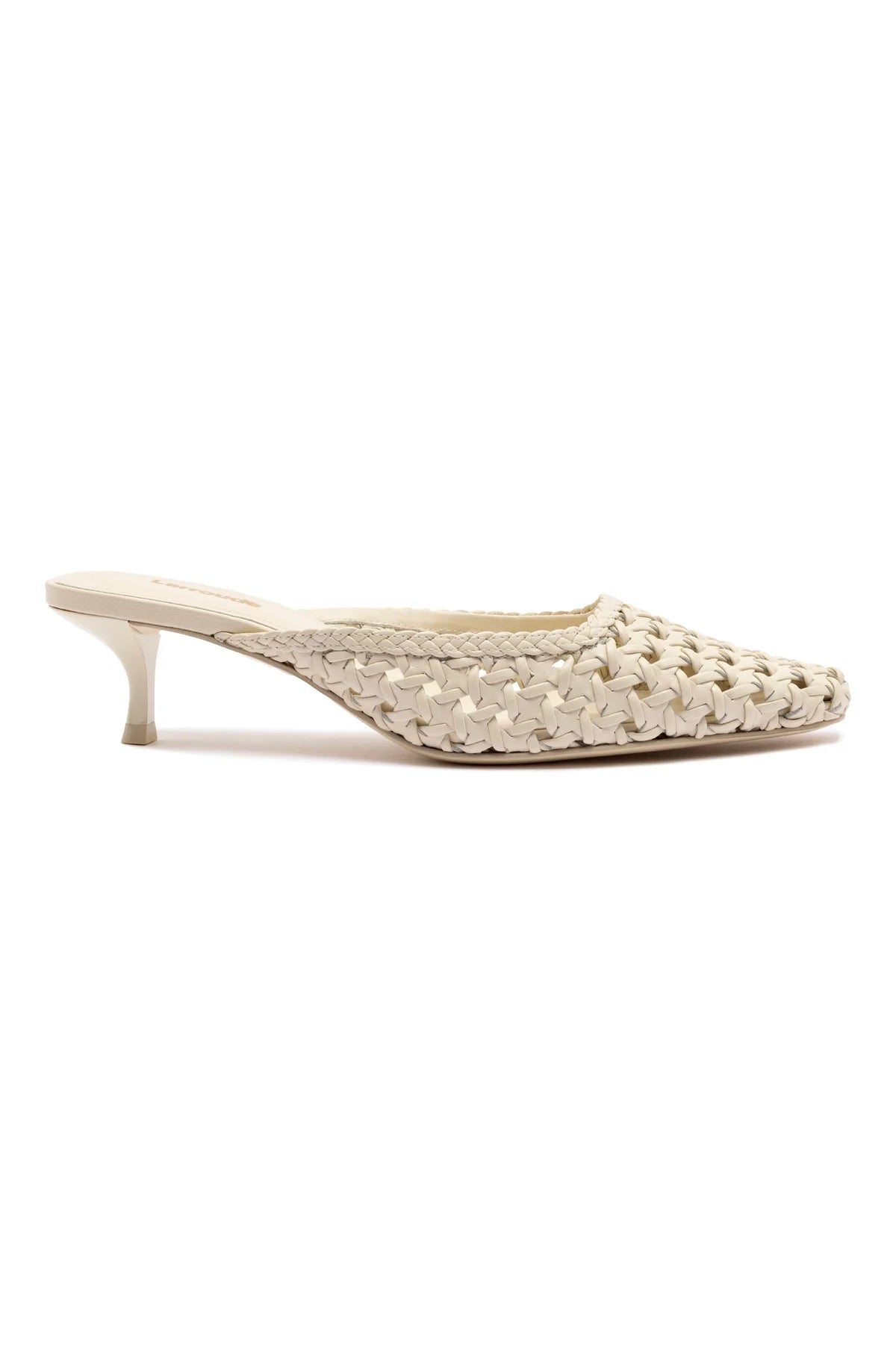 Larroude Amal Macrame Mule In Ivory Leather