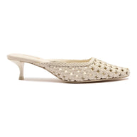 Larroude Amal Macrame Mule In Ivory Leather