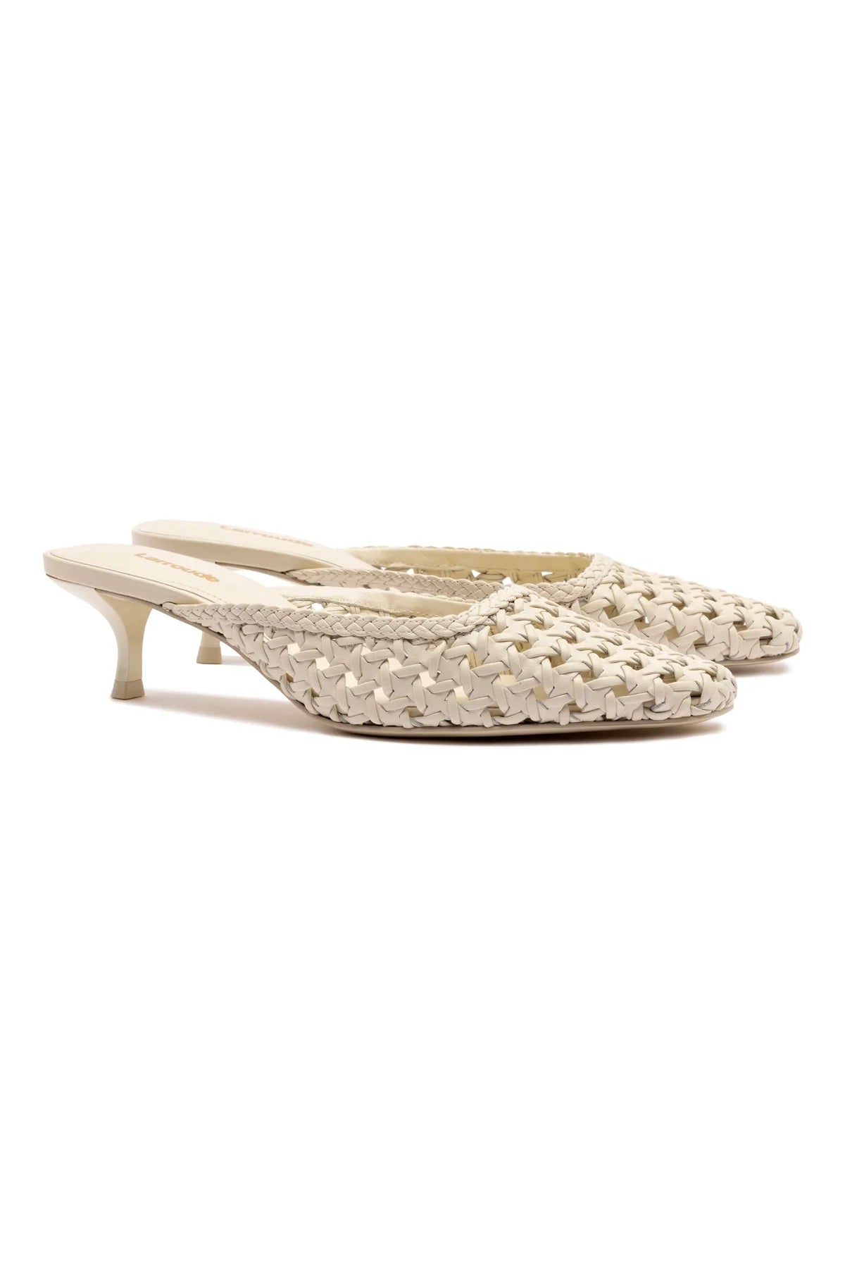 Larroude Amal Macrame Mule In Ivory Leather
