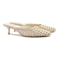 Larroude Amal Macrame Mule In Ivory Leather