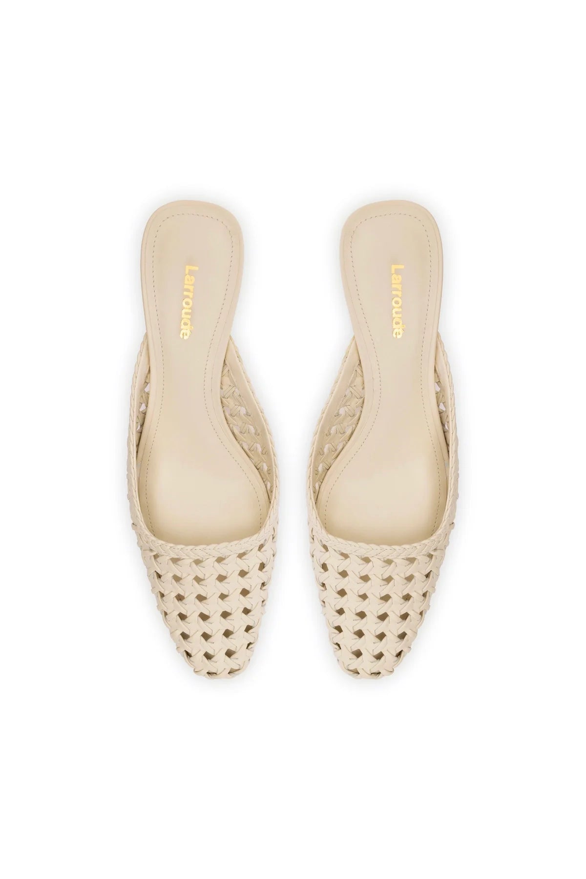 Larroude Amal Macrame Mule In Ivory Leather