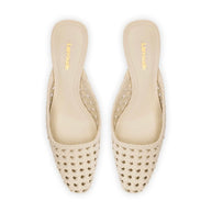 Larroude Amal Macrame Mule In Ivory Leather
