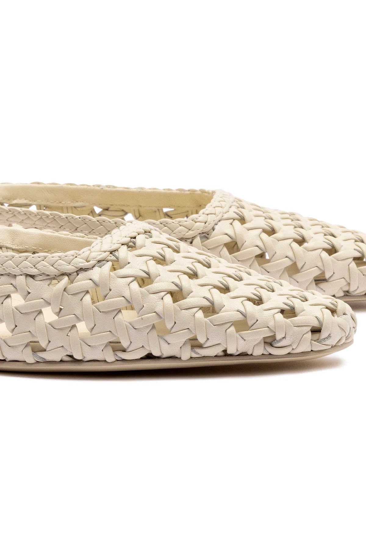 Larroude Amal Macrame Mule In Ivory Leather