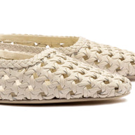 Larroude Amal Macrame Mule In Ivory Leather