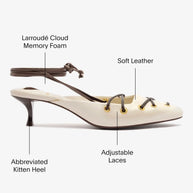 Larroude Amal Lace Up Pump In Ivory Leather