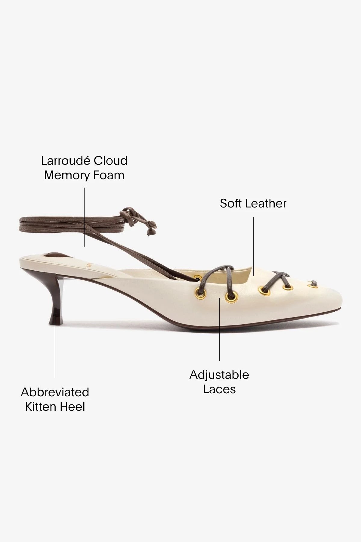 Larroude Amal Lace Up Pump In Ivory Leather