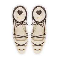 Larroude Amal Lace Up Pump In Ivory Leather