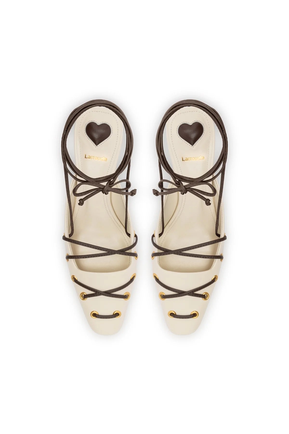 Larroude Amal Lace Up Pump In Ivory Leather