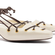 Larroude Amal Lace Up Pump In Ivory Leather
