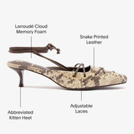 Larroude Amal Lace Up Pump In Neutral Printed Snake