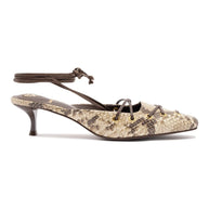Larroude Amal Lace Up Pump In Neutral Printed Snake